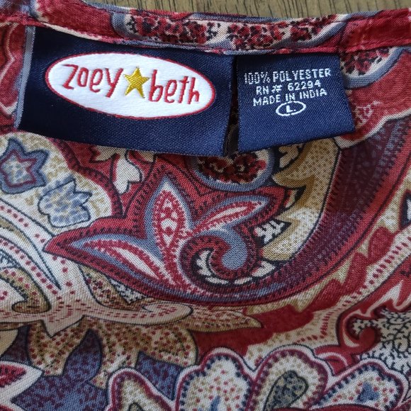 Zoey & Beth Paisley Blouse Size L - Picture 10 of 11